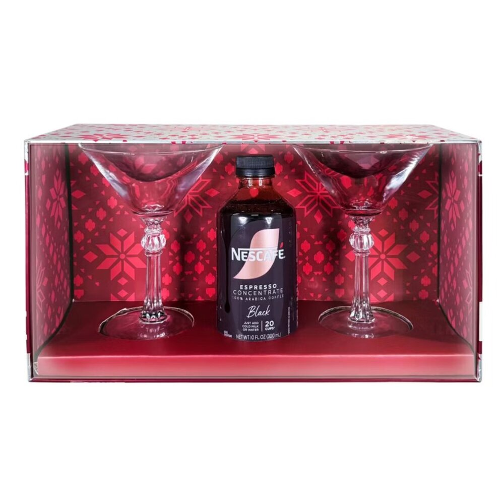 NEW✅Nescafe' Espresso Concentrate and Martini Glasses Gift Set - 10oz/3pc